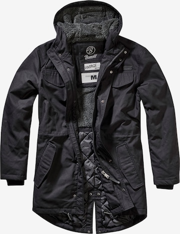 Brandit Between-seasons parka 'Marsh Lake' in Black: front