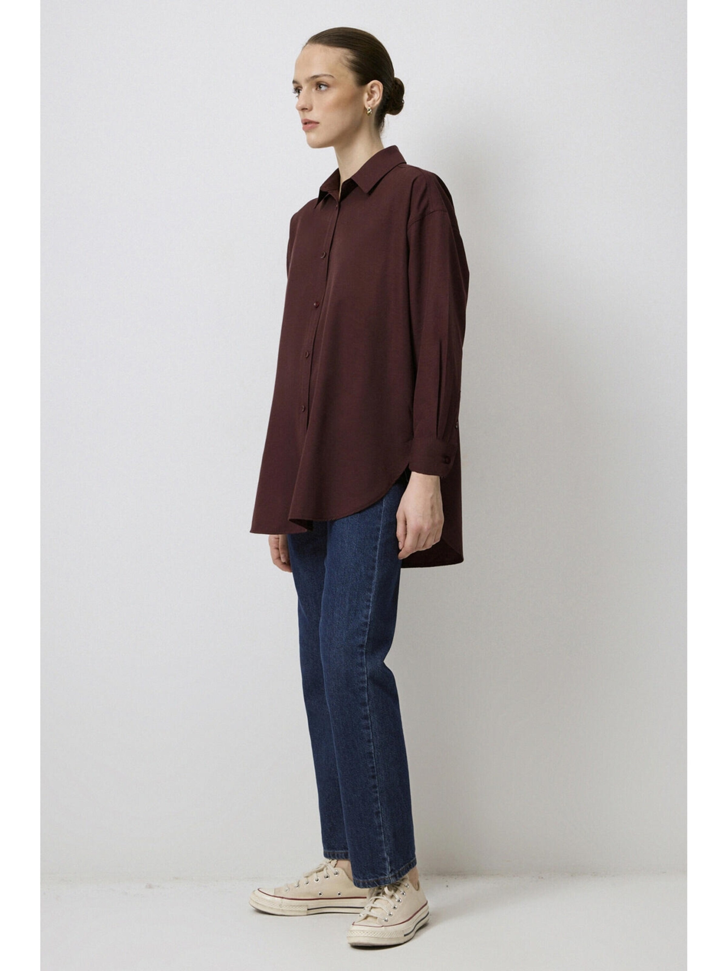 Touché Privé - Camiseta 'Oversized Poplin Shirt' en rojo