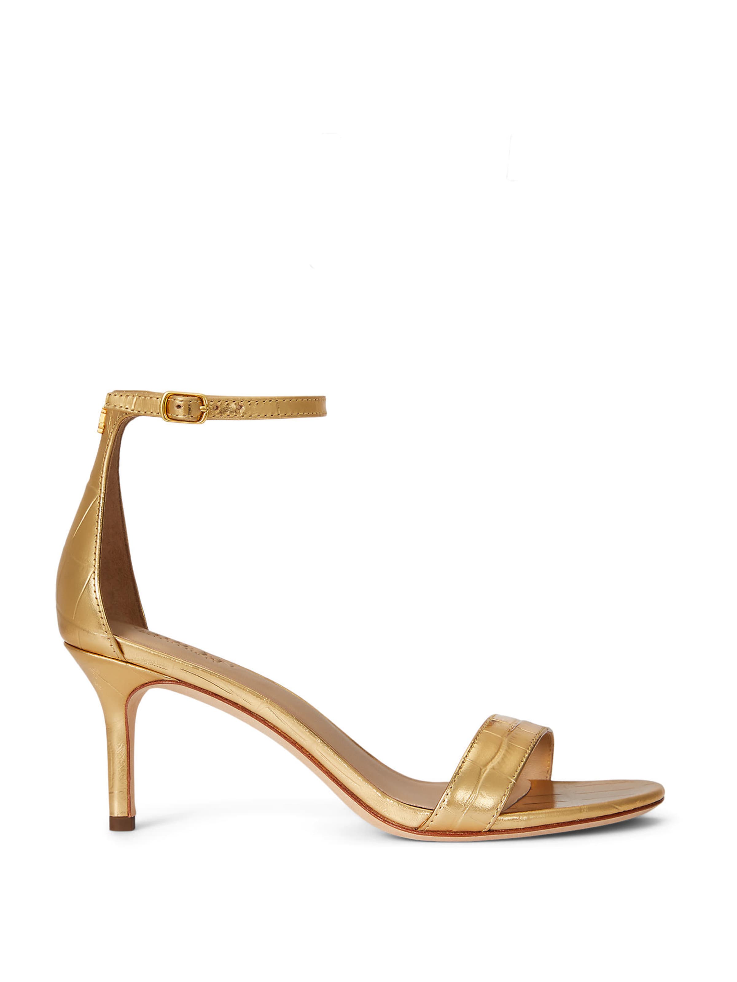 Lauren Ralph Lauren - Sandálias com tiras 'ALLIE' em ouro: frente