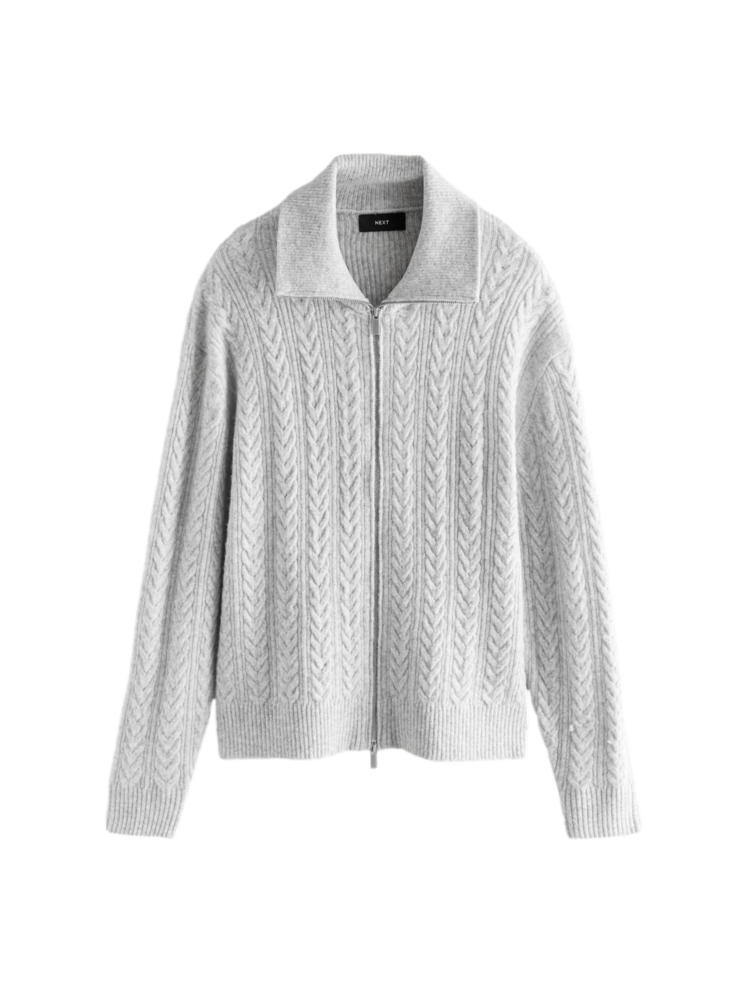 pelēks Next Adīta jaka: no priekšpuses