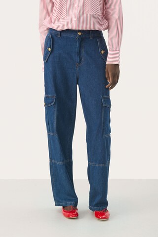Part Two Loosefit Cargojeans 'Petruska' in Blauw: voorkant