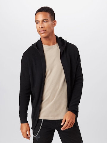 Denim Project Regular fit Knit Cardigan in Black: front