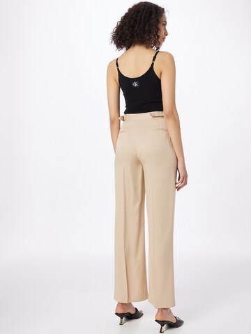 Calvin Klein Regular Pleated Pants in Beige