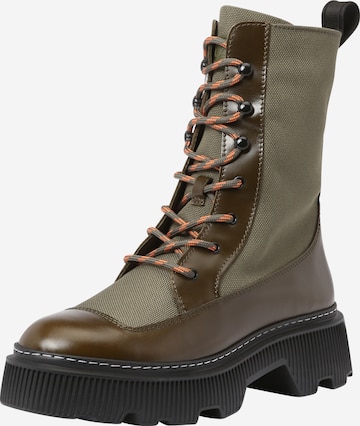 LÄST Lace-Up Ankle Boots 'Caroline' in Green: front