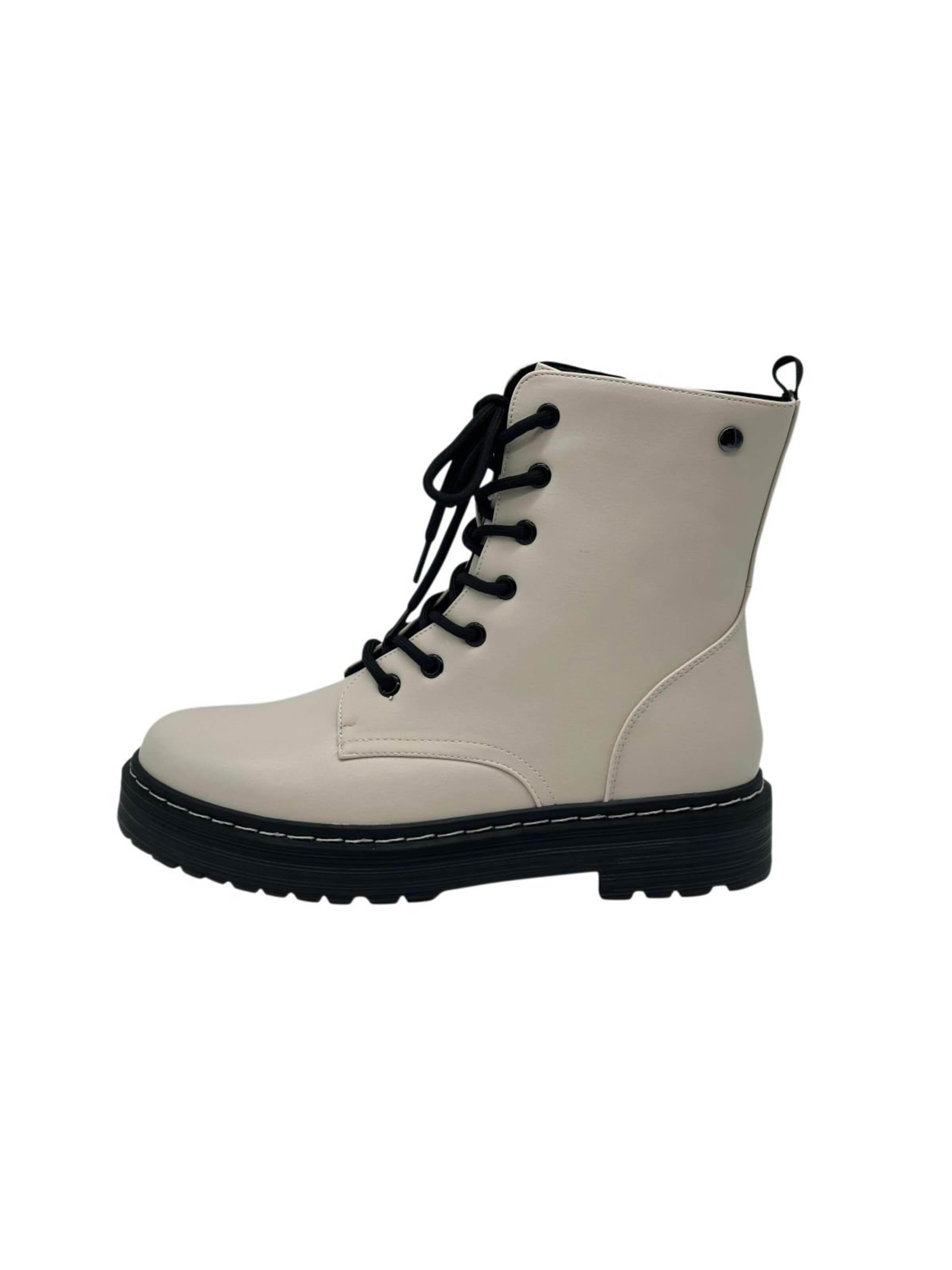 Nowaland Lace-Up Ankle Boots 'Damen gefütterte Schnürstiefeletten' in Beige: front