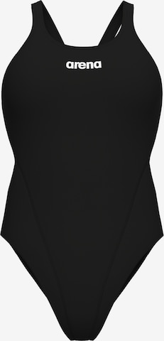 ARENABustier Jednodijelni kupaći kostim 'SWIM TECH SOLID' - crna boja: prednji dio