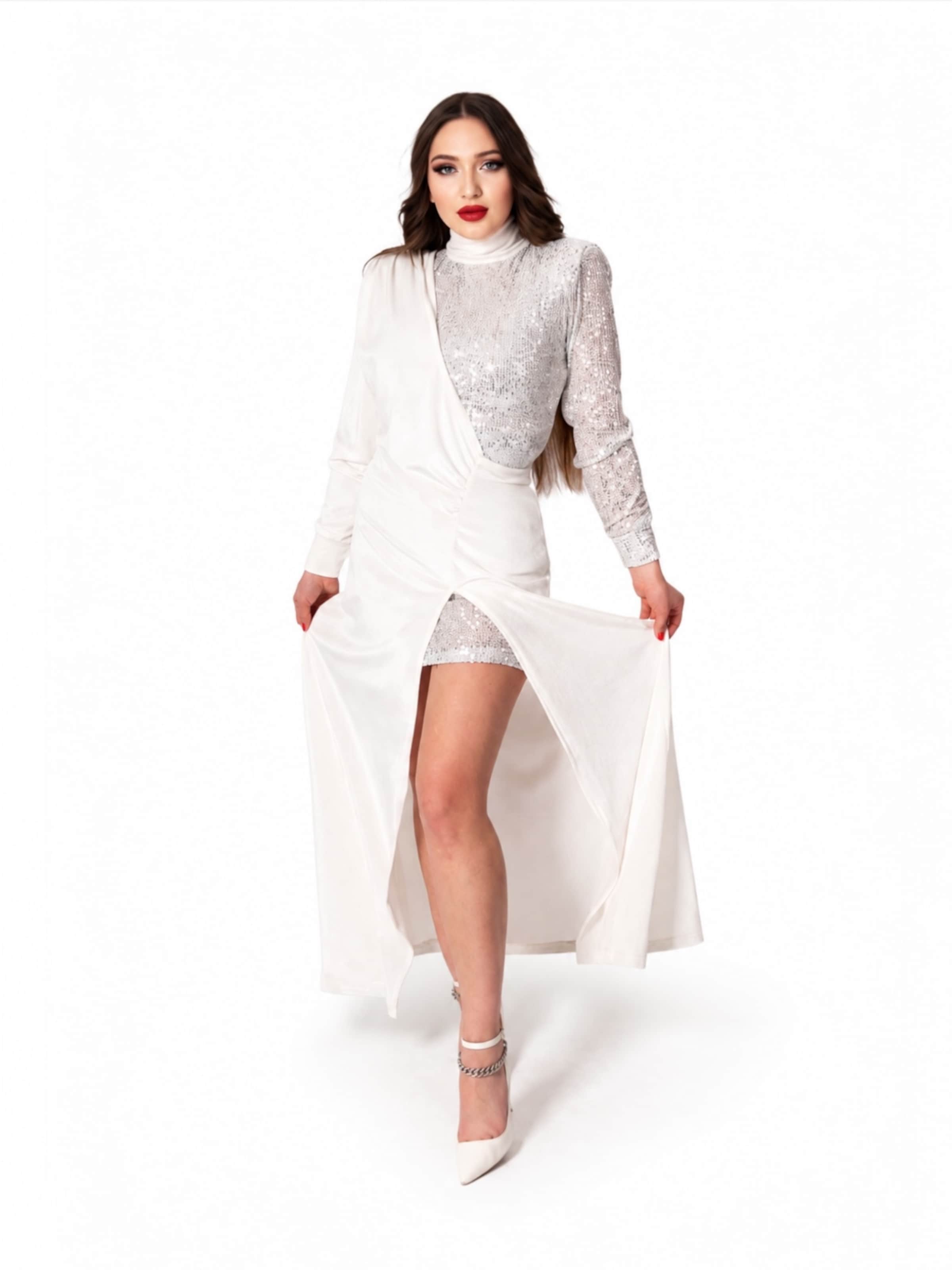 Elena Athanasiadou Evening dress 'Jeu de Lumiere' in White: front