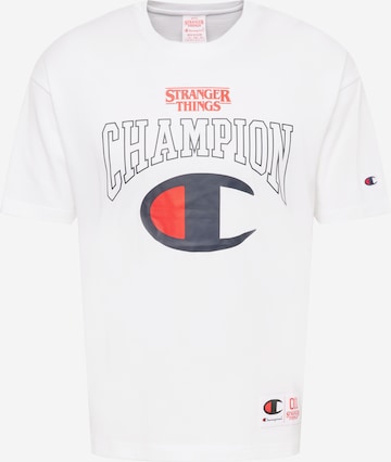 Maglietta 'X Stranger Things' di Champion Authentic Athletic Apparel in bianco: frontale