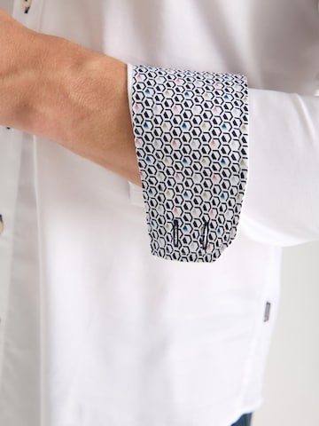 Slim fit Camicia business 'Roma Satin Man Shirt Green' di 7Camicie in bianco