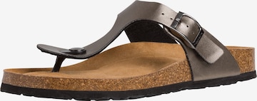 Tamaris T-Bar Sandals in Grey: front