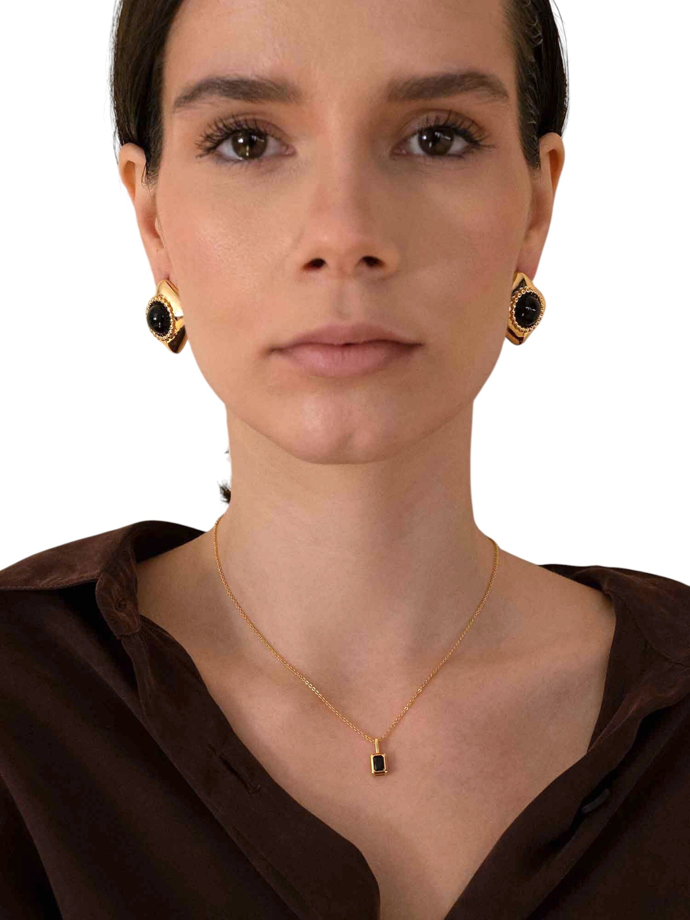 RteRme - Pendientes 'Melina Midnight' en oro: frente