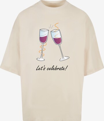 Merchcode Shirt 'Lets Celebrate' in Beige: voorkant