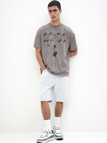 Pull&Bear Shirt 'ACDC' in Grey: front