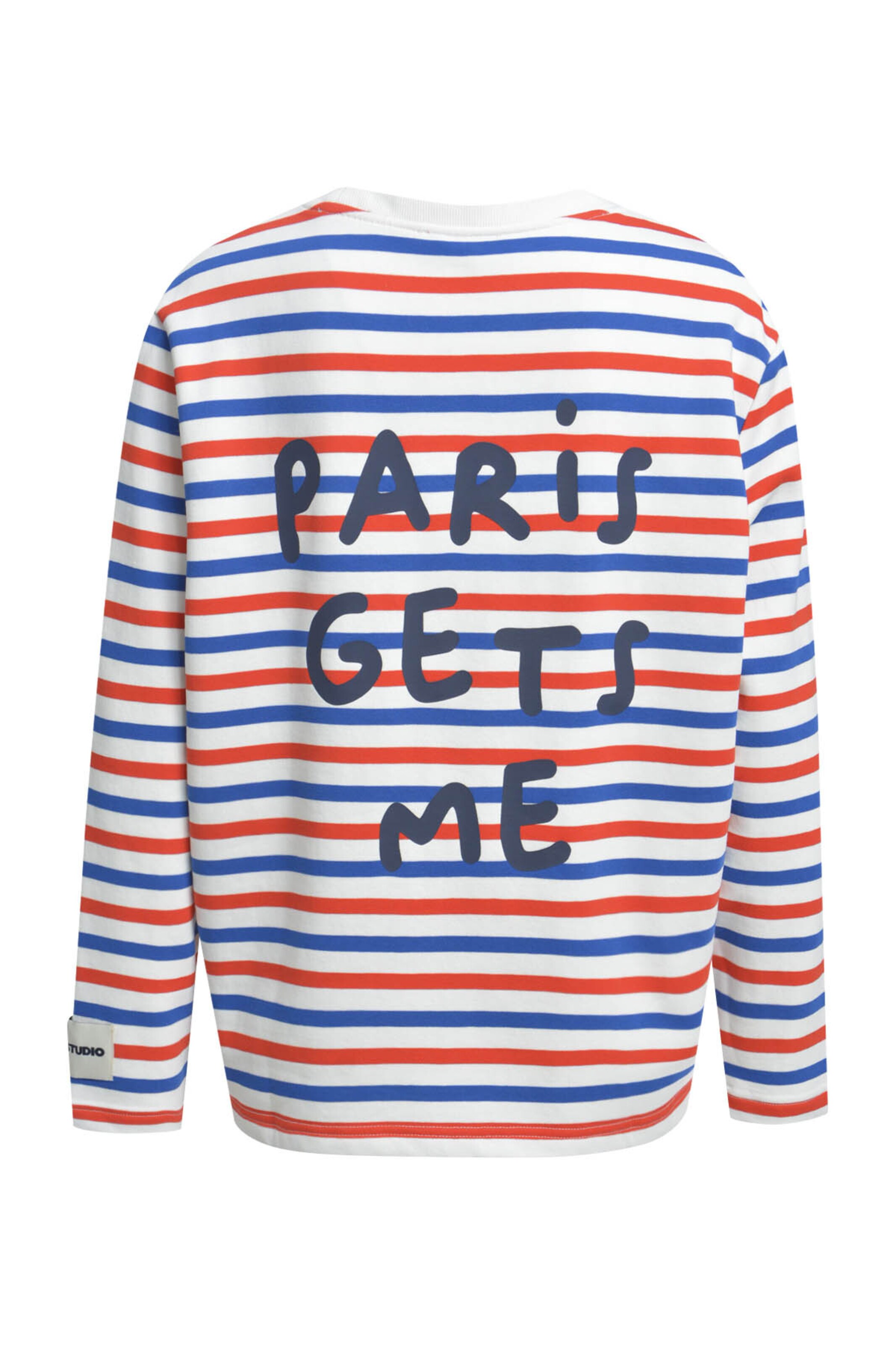 Smith&Soul Gestreiftes Boxy Sweatshirt mit Backprint in Blau