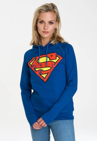 LOGOSHIRT Kapuzenpullover 'DC - Superman Logo' in Blau: predná strana