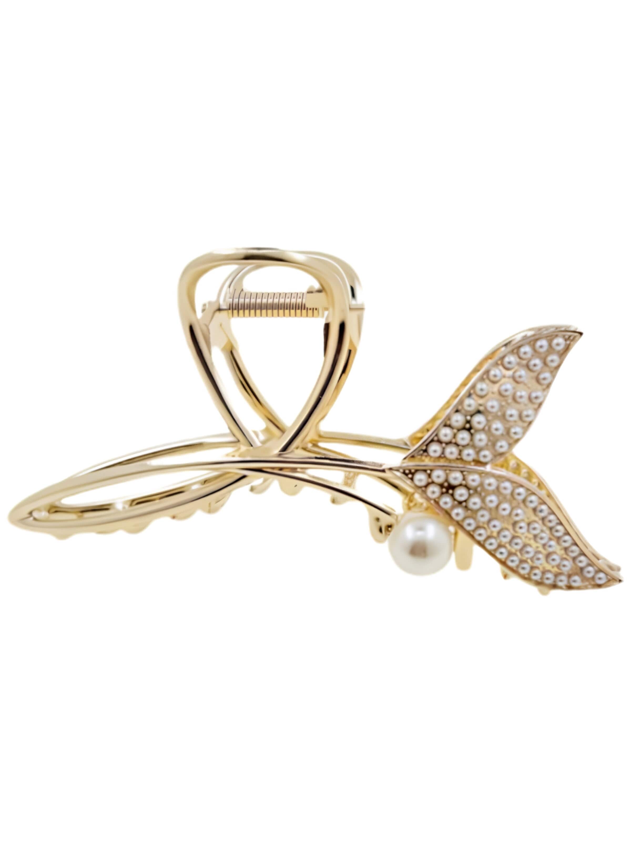 soho Hair accesoires Hair jewelry 'Mermaid Hair Claw - Pearl' in 11 cm x 8 cm x 2cm in Gold, Item view