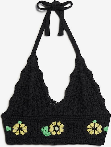 Superdry Bralette Knitted Top in Black: front