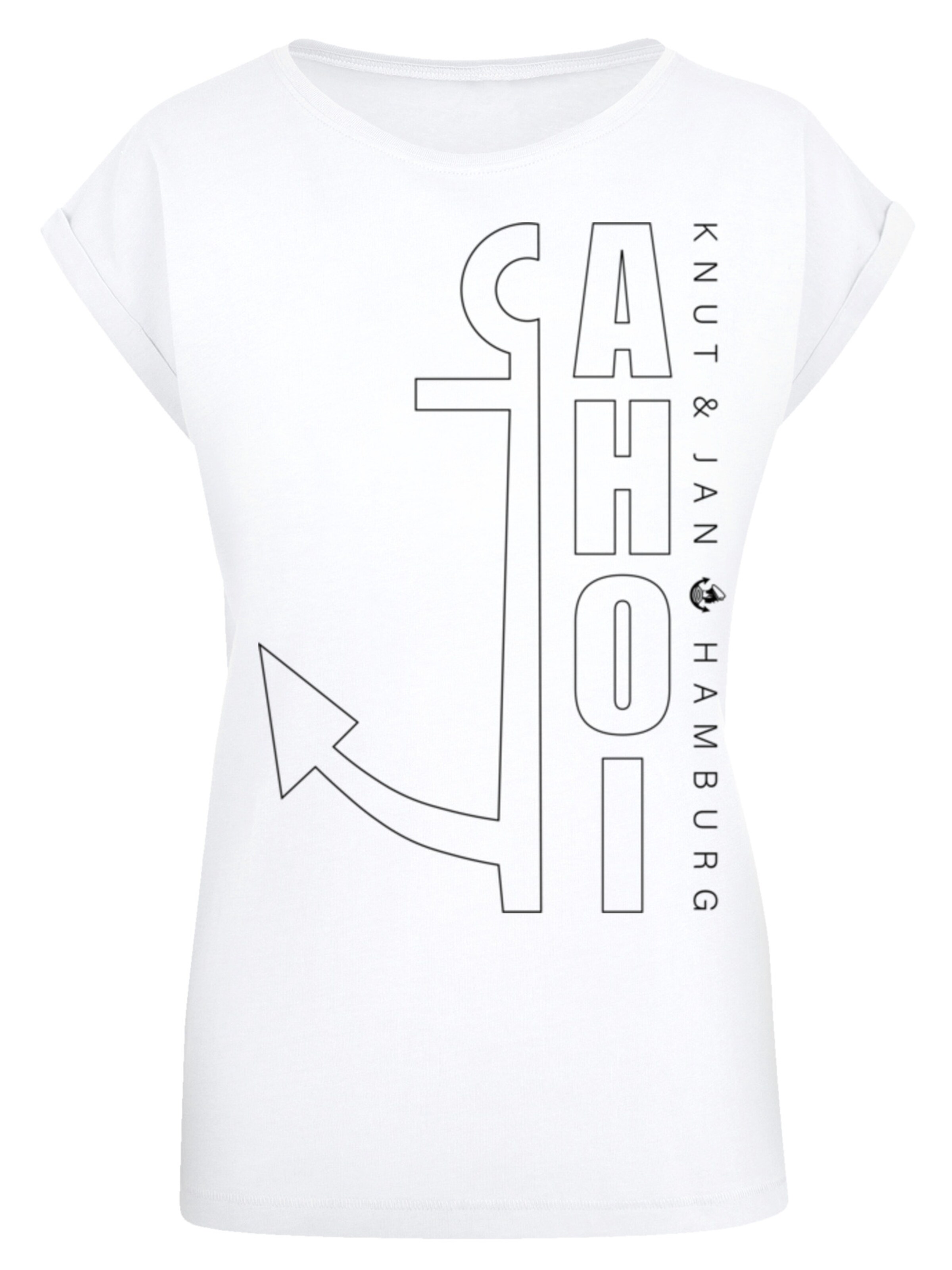 F4NT4STIC T-Shirt 'Ahoi Anker Outlines Knut & Jan Hamburg' in Weiß: Vorderseite