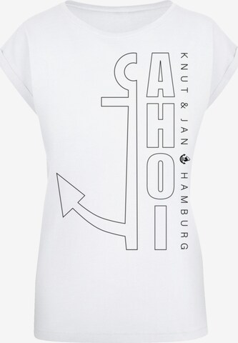 F4NT4STIC Shirt 'Ahoi Anker Outlines Knut & Jan Hamburg' in White: front
