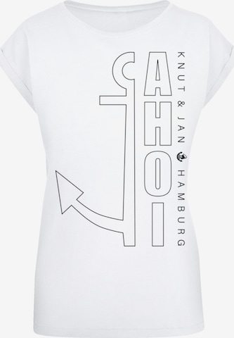 T-shirt 'Ahoi Anker Outlines Knut & Jan Hamburg' F4NT4STIC en blanc : devant