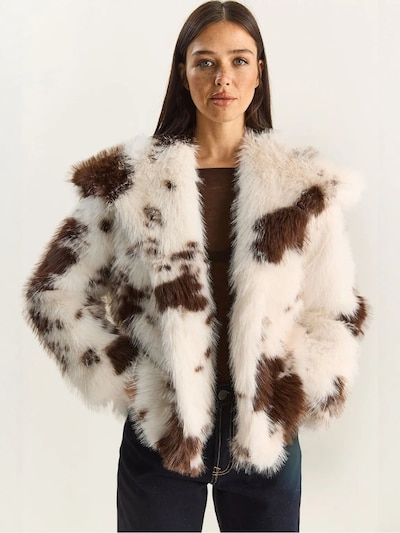 Bianco Lucci Winter Jacket in Dark brown / natural white, Item view