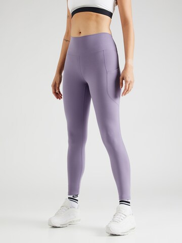 NIKE Skinny Workout Pants 'ONE' in Purple: front