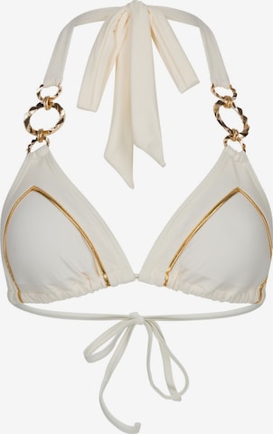 Moda Minx - Triángulo Top de bikini en blanco: frente