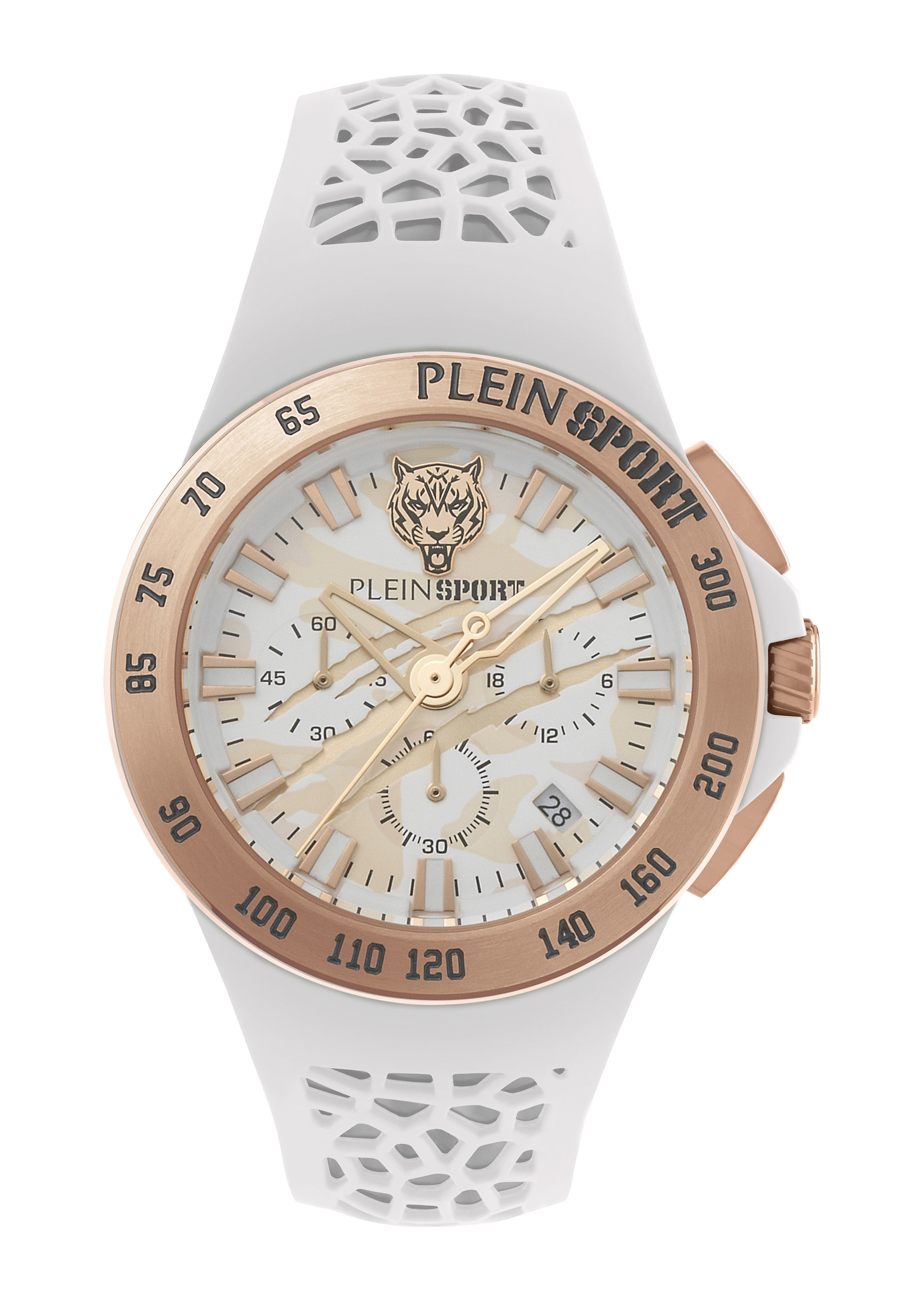 Plein Sport Analog Watch 'THUNDERSTORM' in White: front