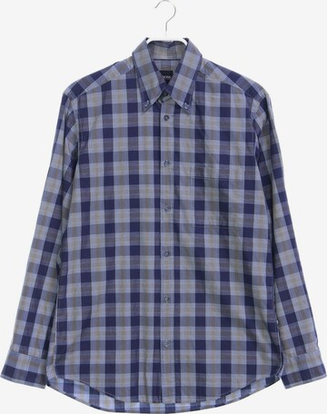 BOSS Black Button Up Shirt in S in Blue: front