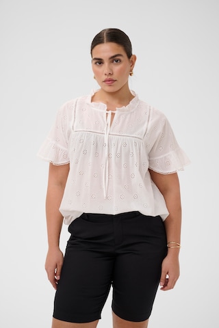 KAFFE CURVE - Blusa 'KALiona' em branco: frente