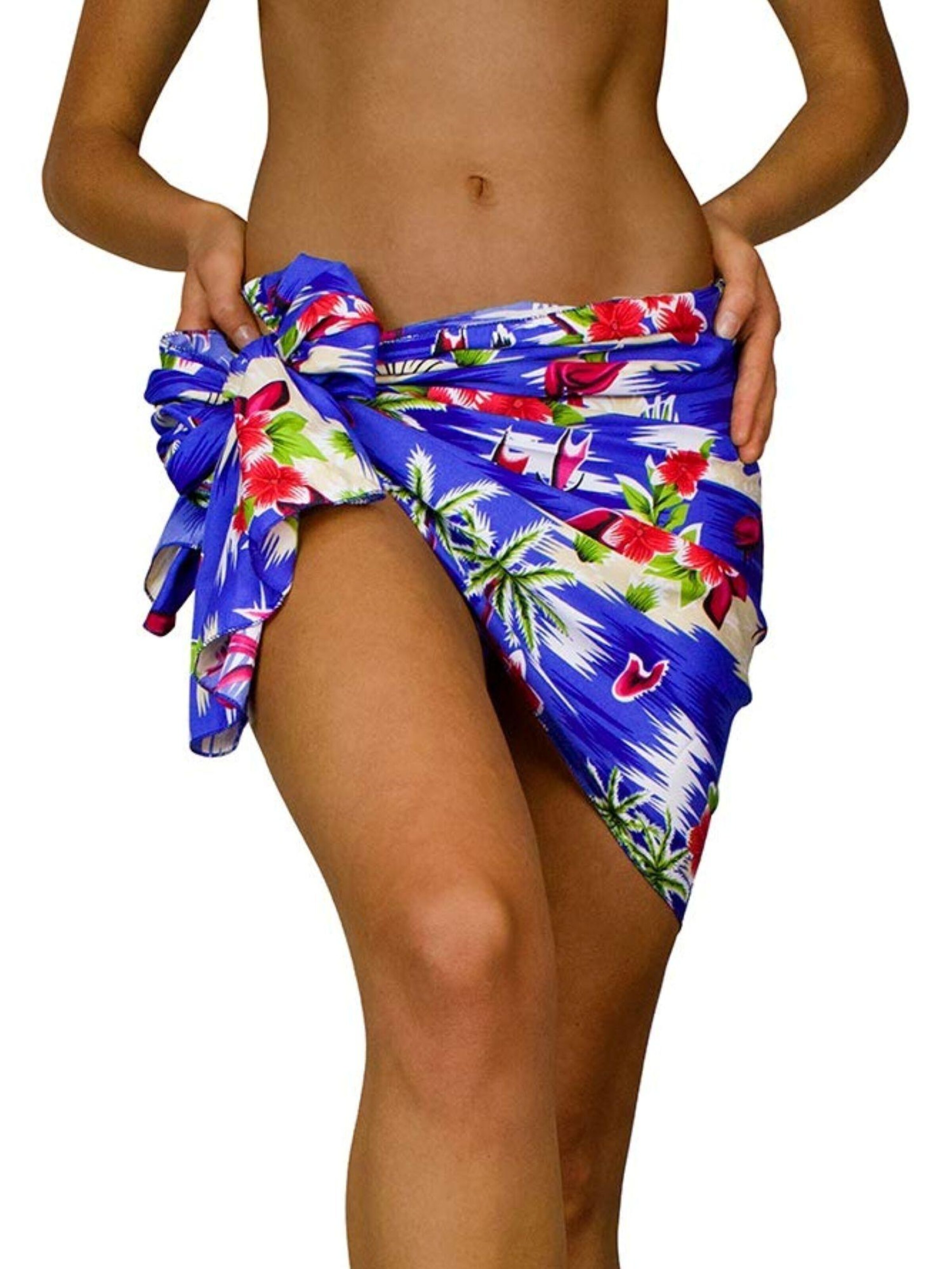 King Kameha Scarf 'Flamingos' in Blue: front