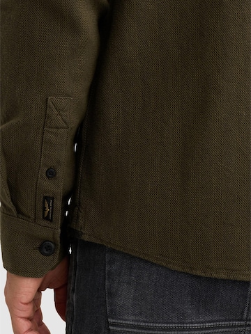 PME Legend Regular fit Button Up Shirt 'Shirt with two-tone herringbone texture' in Green