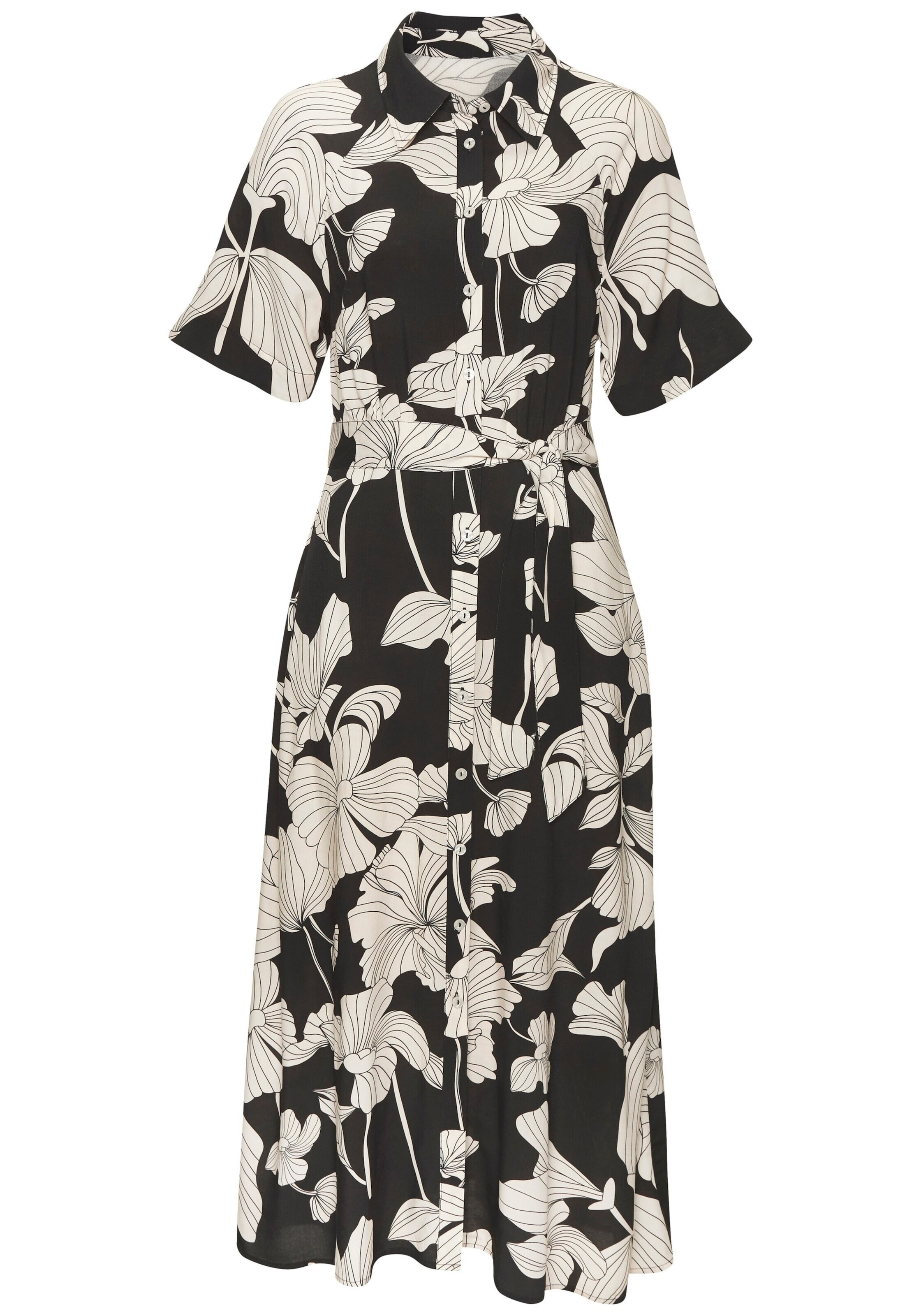 VIVANCE - Vestido camisero en negro: frente