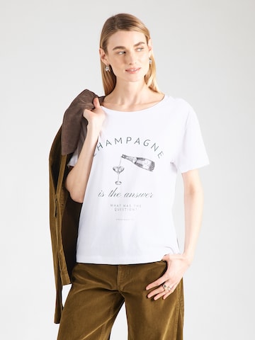 balta EINSTEIN & NEWTON Marškinėliai 'Champagne Glas': priekis