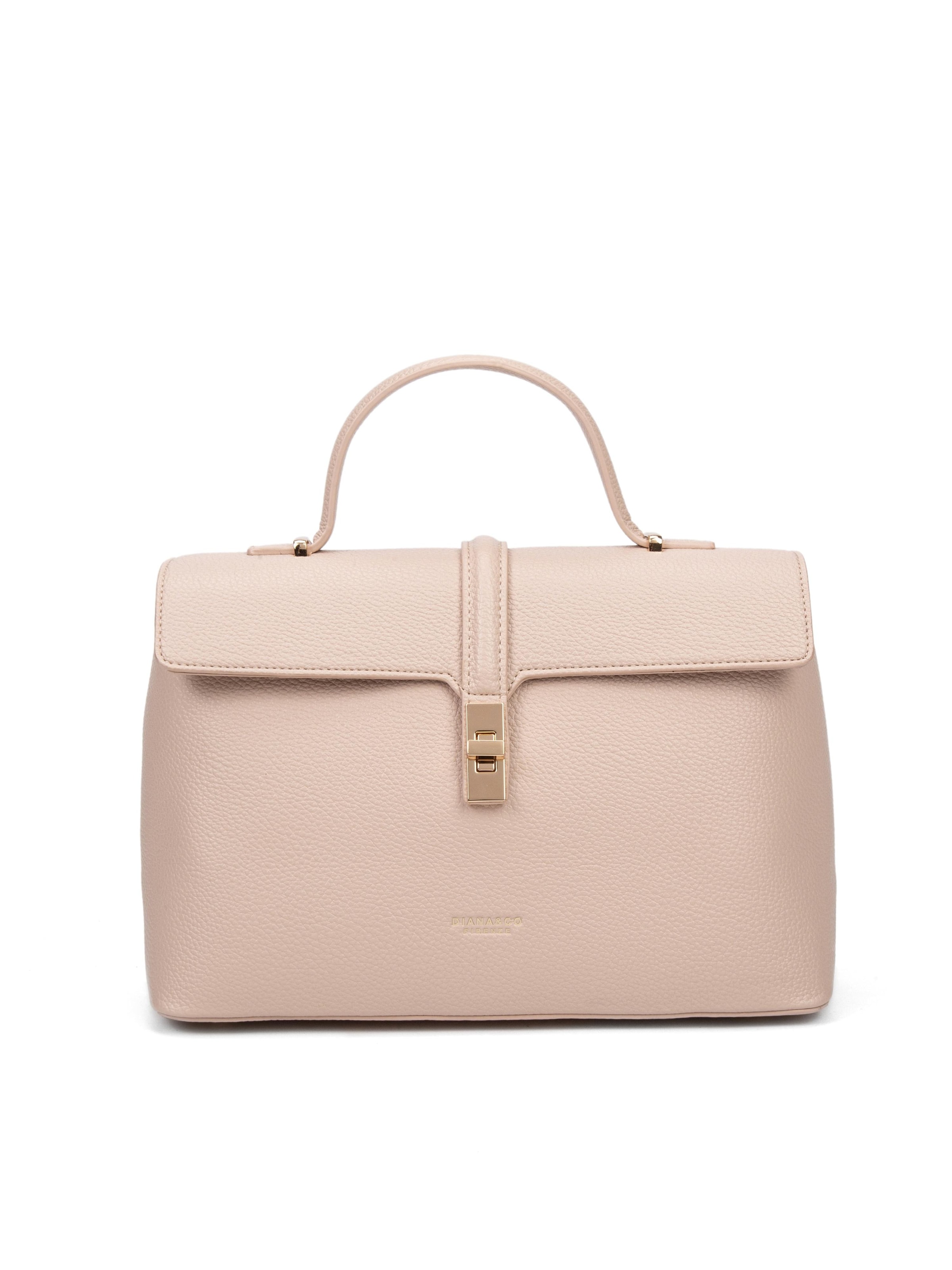 Borsa a mano 'Borsa a Mano Donna Pelle Vegana PU con Girello e Tracolla Rimovibile' di Diana&Co. in rosa: frontale