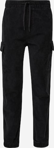 QS Tapered Cargo Pants in Black: front