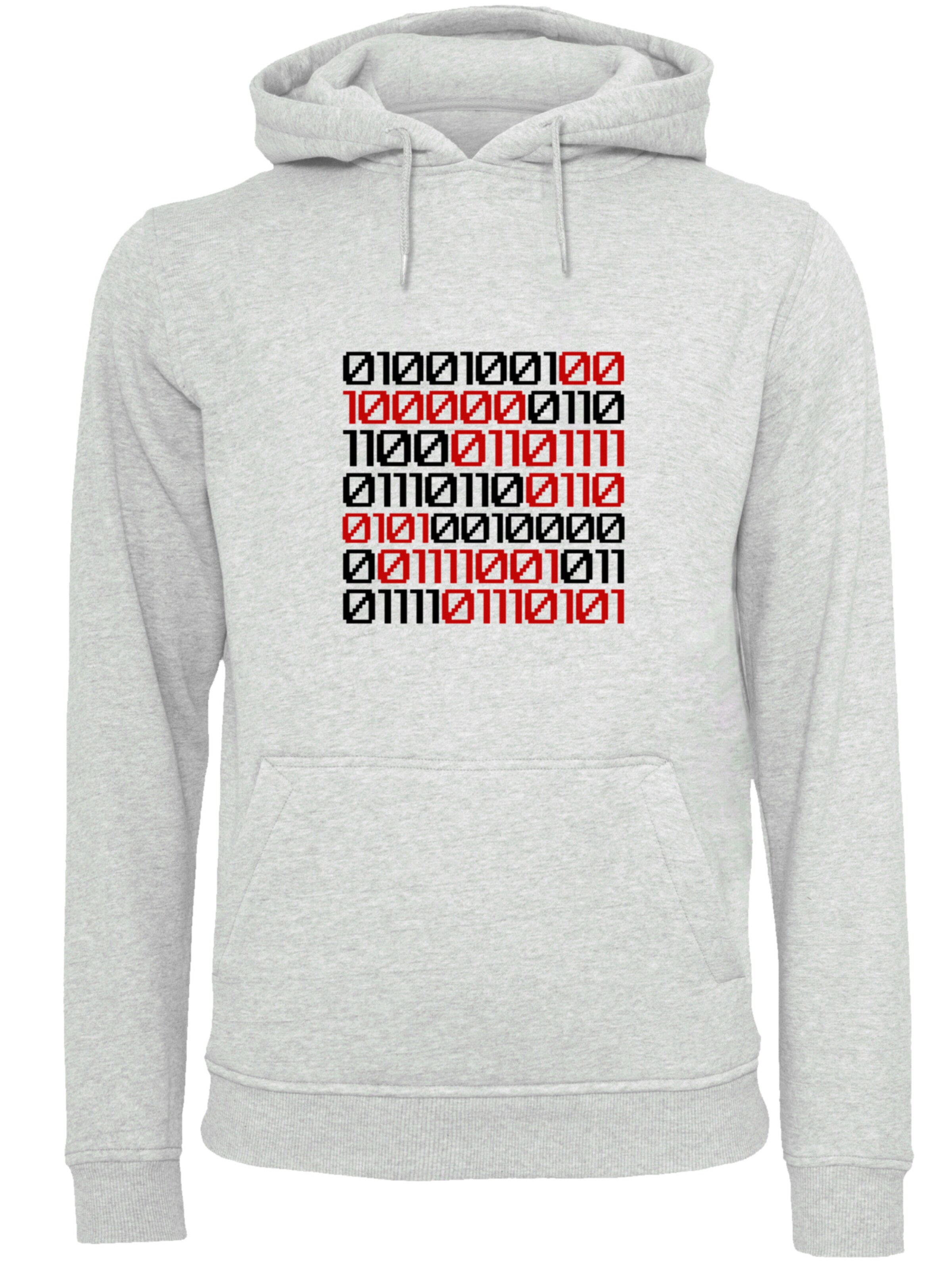 F4NT4STIC Sweatshirt 'I love you 01001001 Binary Code Valentinstag' in Grau: Vorderseite