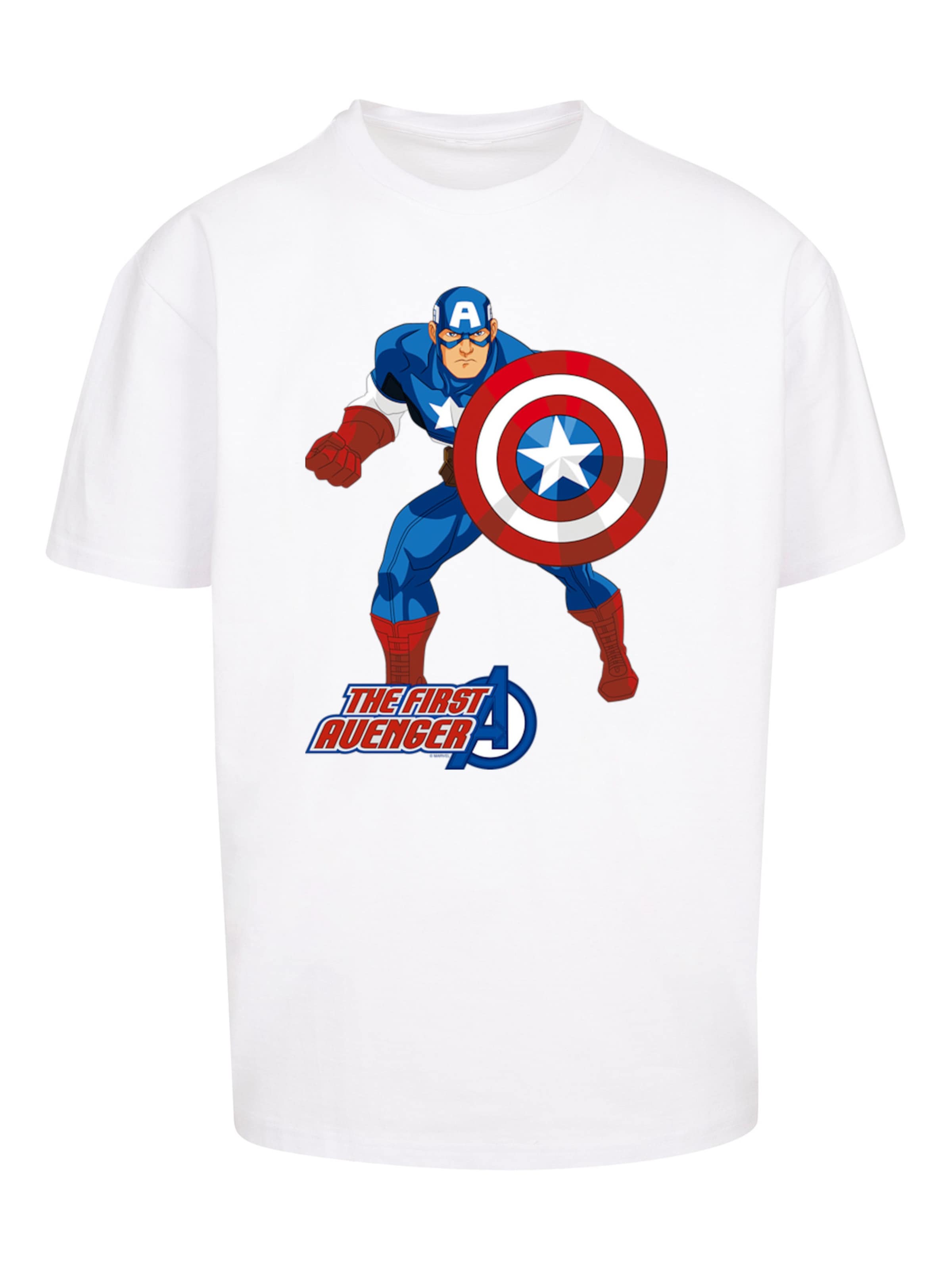 T-Shirt 'Marvel Avengers Captain America The First Avenger' F4NT4STIC en blanc : devant