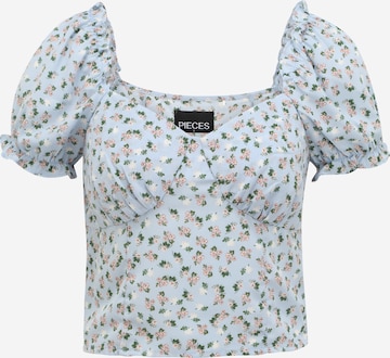 Pieces Petite Bluse 'AGNES' i blå: forside