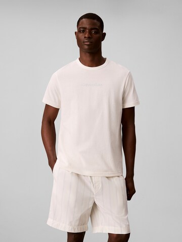 Pyjama court Calvin Klein en beige : devant