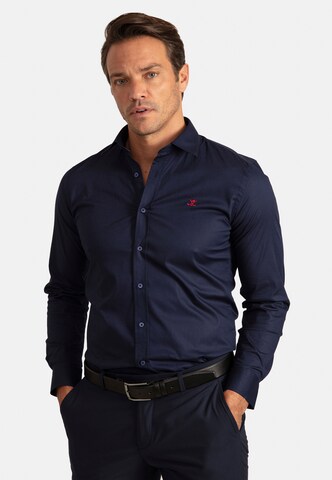 Sir Raymond Tailor Regular fit Button Up Shirt 'Moss' in Blue
