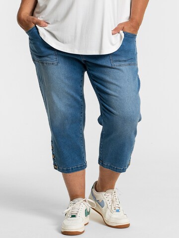 GOZZIP Loosefit Jeans 'Clara' in Blauw: voorkant