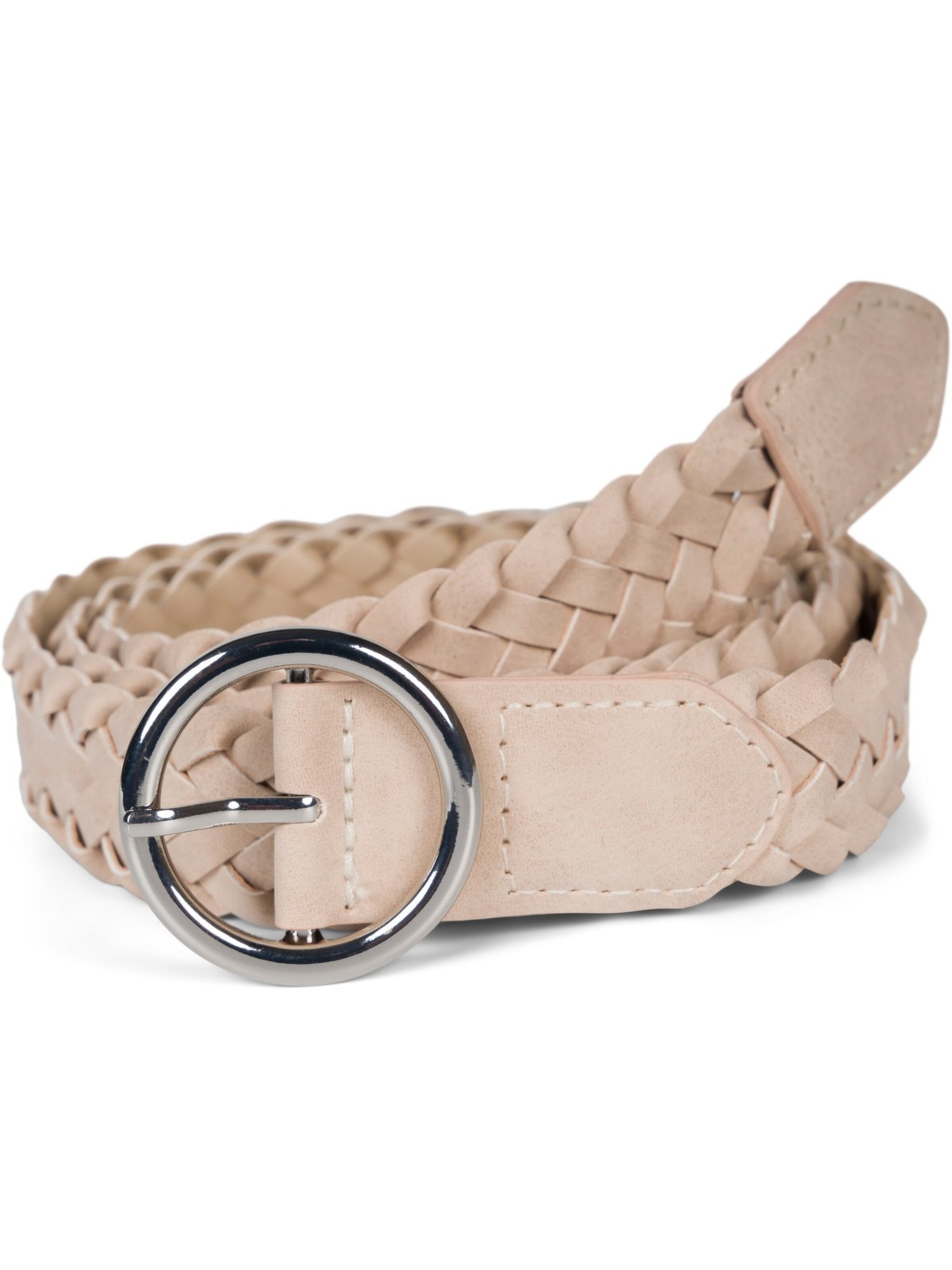 styleBREAKER Gürtel 'Schmaler Flechtgürtel'‌‌ in Beige: Vorderseite