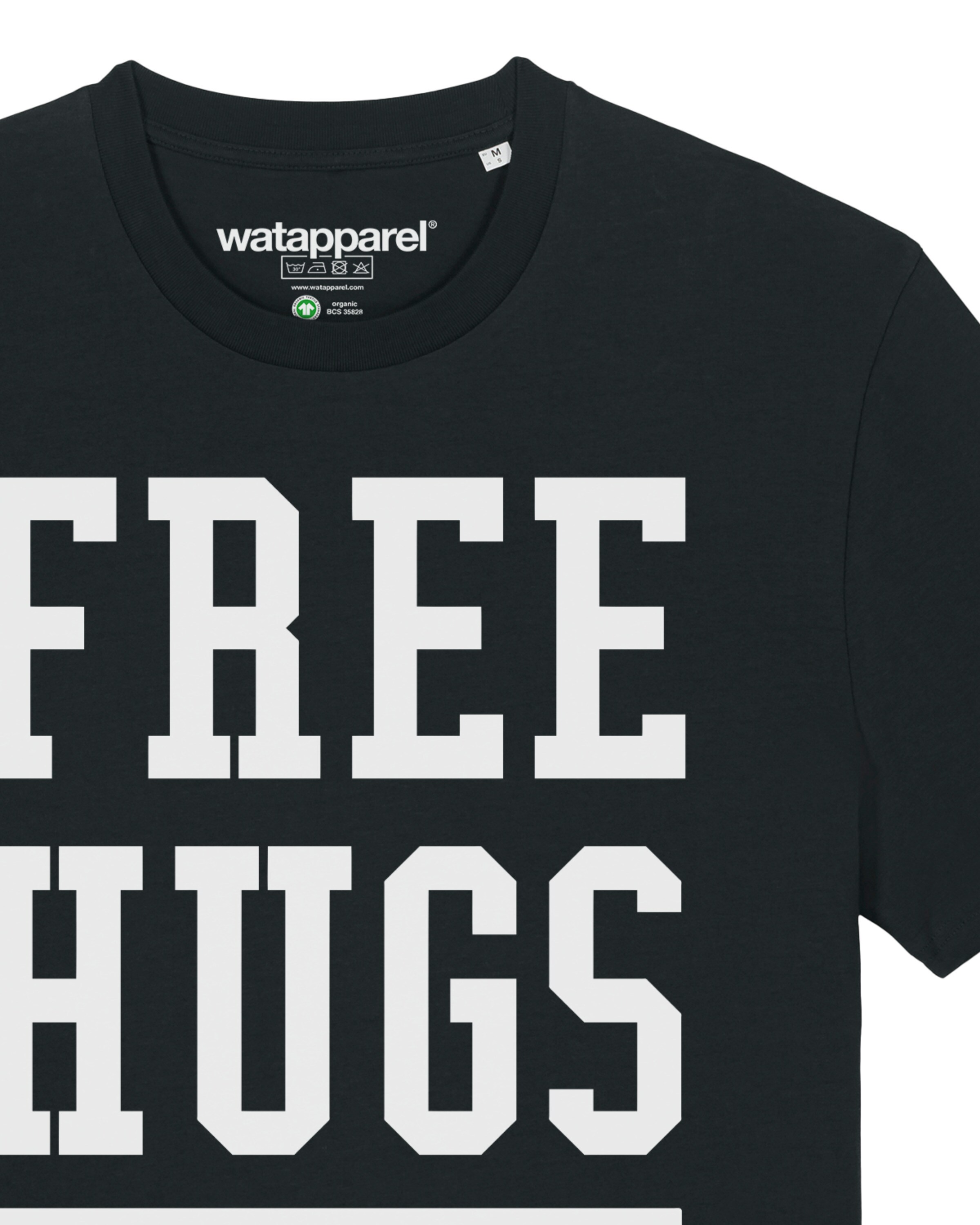 Maglietta ' Free hugs to save the world ' di Watapparel in nero