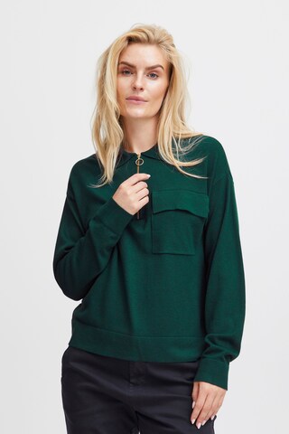 Pull-over PULZ Jeans en vert : devant