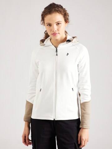 PEAK PERFORMANCE Athletic Zip-Up Hoodie 'Rider' in Beige: front