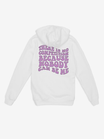 ABOUT YOU DROP Hoodie 'no competetion' by Ela in Weiß: predná strana