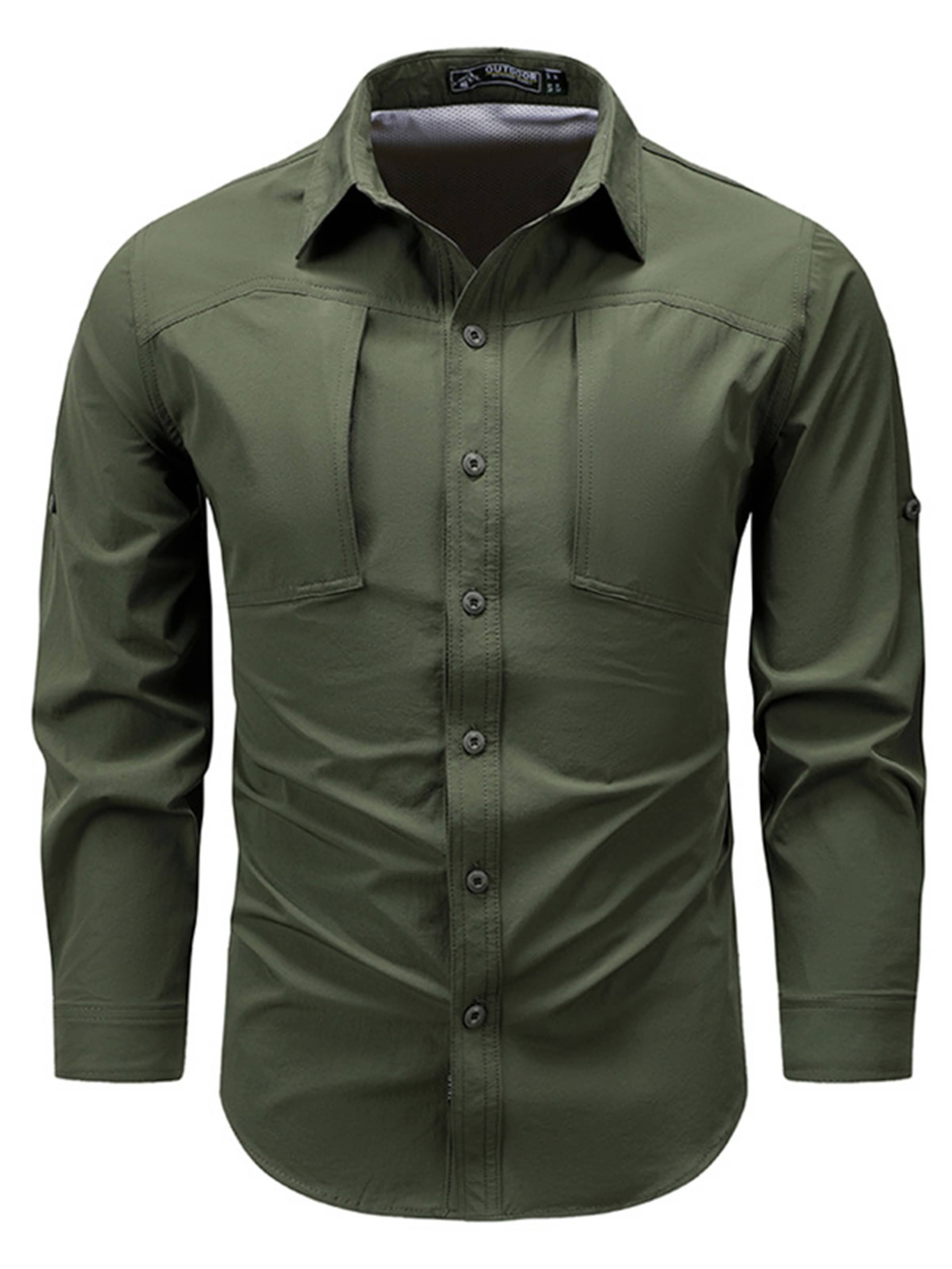 Youthup Comfort fit Button Up Shirt in Green: front