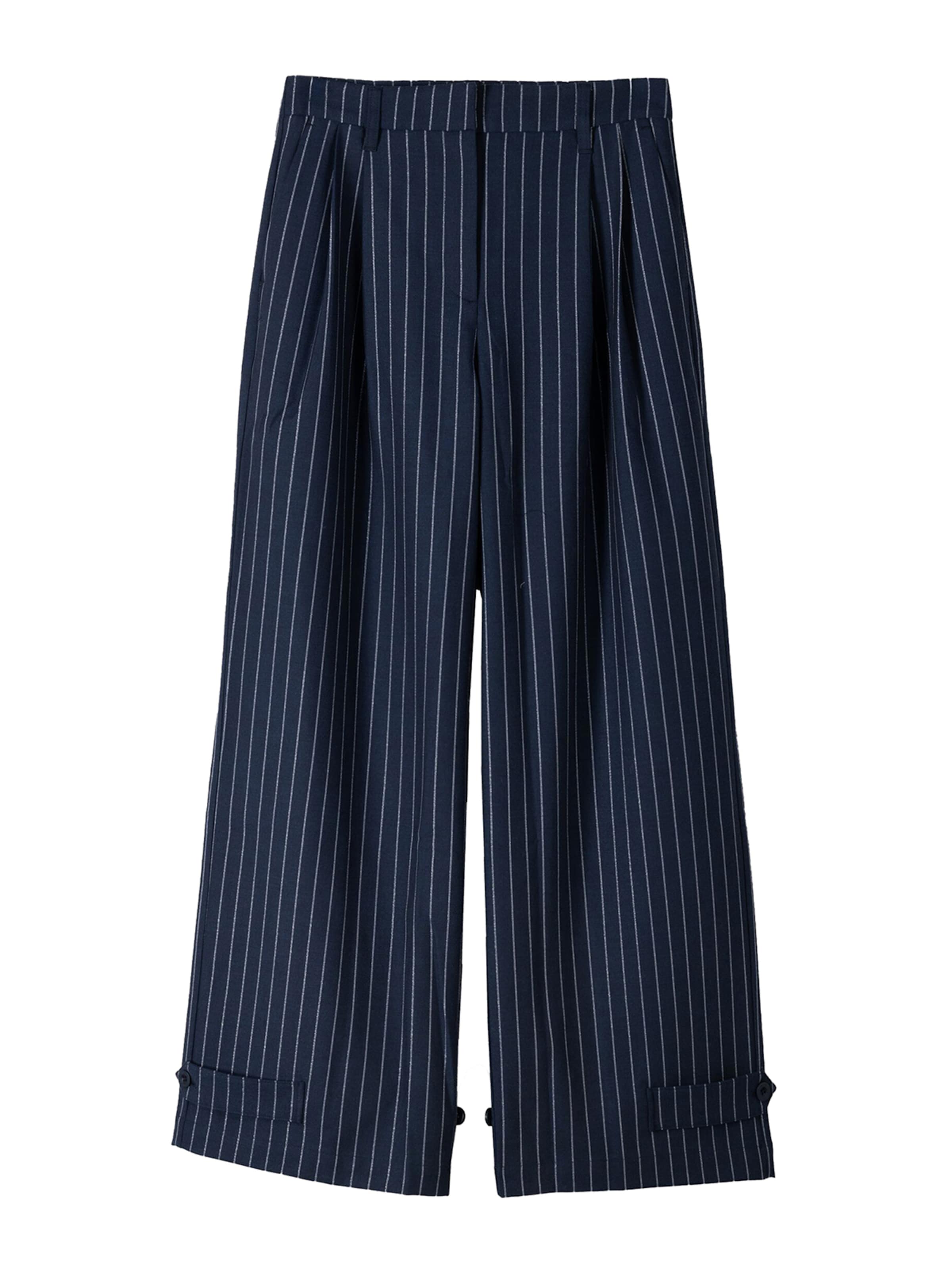 éjkék / fehér Bershka Élére vasalt nadrágok, Termék nézet