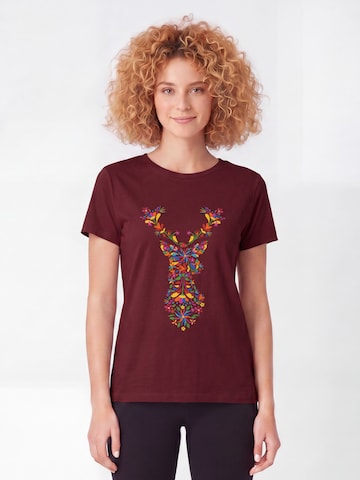 Watapparel T-Shirt 'Floral Deer' in Rot: Vorderseite